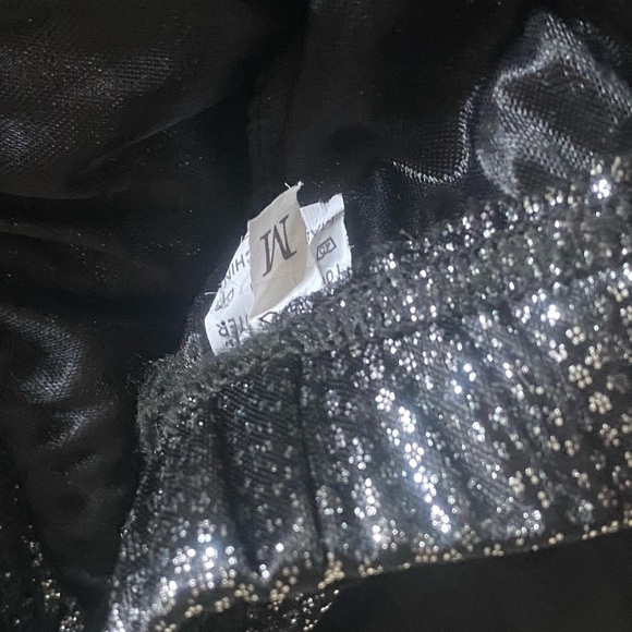 Assymetric Full Flounce Plisse Dance Midi Skirt Chiffon Faux Coins Gothic (M) - Picture 5 of 10